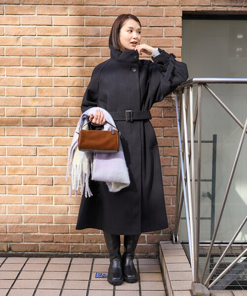 ウーリー ハイネックロングコート（ステンカラーコート）｜FREAK'S