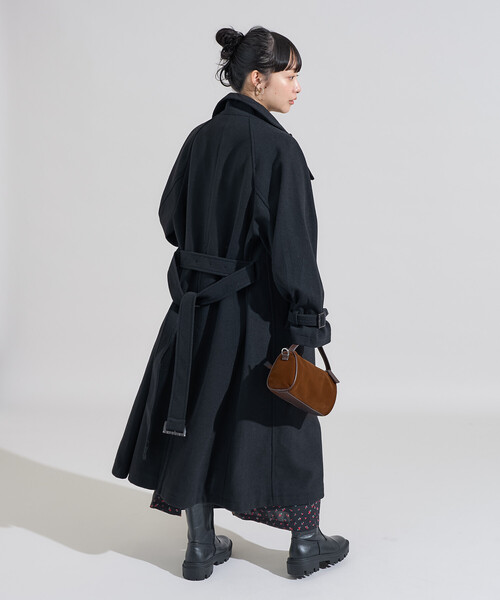 ウーリー ハイネックロングコート（ステンカラーコート