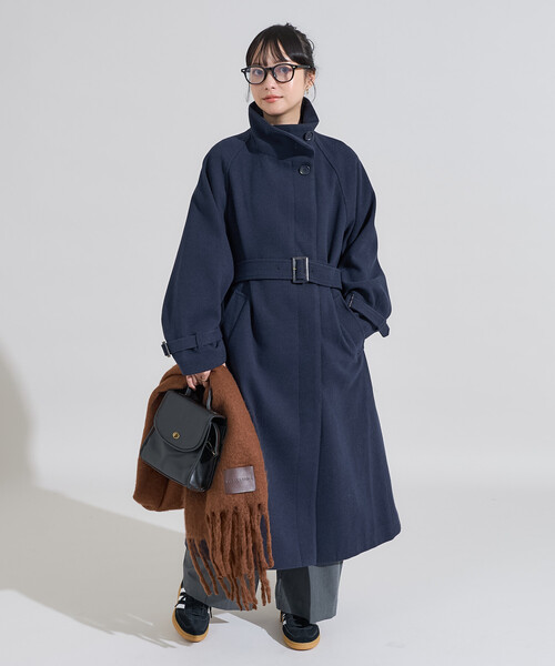 ウーリー ハイネックロングコート（ステンカラーコート）｜FREAK'S