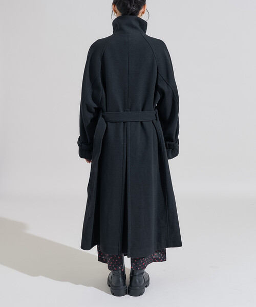 FREAK'S STORE ウーリー ハイネック ロングコート ブラック ウーリー ハイネックロングコート（ステンカラーコート