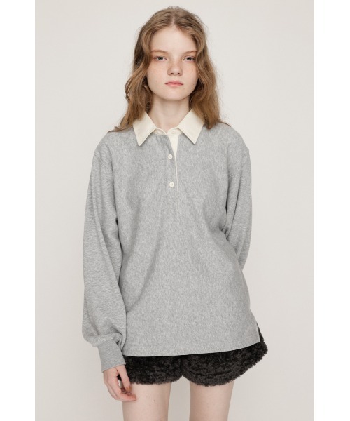 SLY(スライ)の「SW RUGGER SH スウェット ラガーシャツ 秋服 冬服(ポロシャツ・レディース・ライトブラック/バーガンディー/ネイビー/杢グレー・FREE)」の1枚目の写真