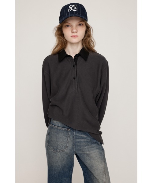 SLY(スライ)の「SW RUGGER SH スウェット ラガーシャツ 秋服 冬服(ポロシャツ・レディース・ライトブラック/バーガンディー/ネイビー/杢グレー・FREE)」の6枚目の写真