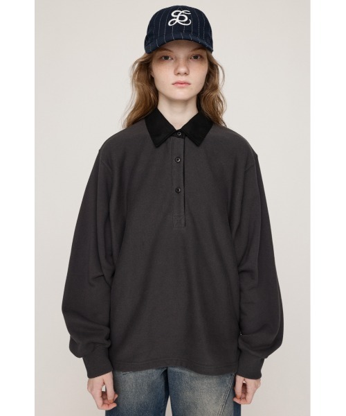 SLY(スライ)の「SW RUGGER SH スウェット ラガーシャツ 秋服 冬服(ポロシャツ・レディース・ライトブラック/バーガンディー/ネイビー/杢グレー・FREE)」の7枚目の写真