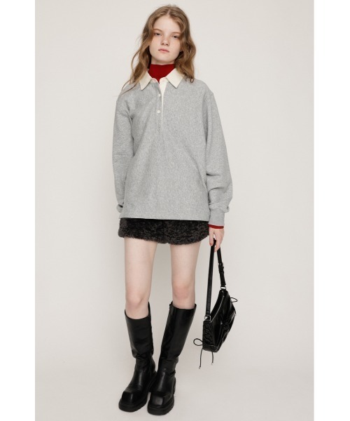 SLY(スライ)の「SW RUGGER SH スウェット ラガーシャツ 秋服 冬服(ポロシャツ・レディース・ライトブラック/バーガンディー/ネイビー/杢グレー・FREE)」の9枚目の写真