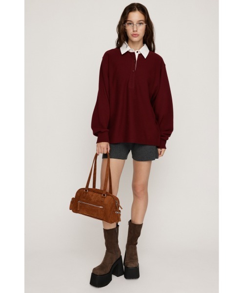 SLY(スライ)の「SW RUGGER SH スウェット ラガーシャツ 秋服 冬服(ポロシャツ・レディース・ライトブラック/バーガンディー/ネイビー/杢グレー・FREE)」の15枚目の写真