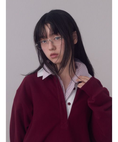 SLY(スライ)の「SW RUGGER SH スウェット ラガーシャツ 秋服 冬服(ポロシャツ・レディース・ライトブラック/バーガンディー/ネイビー/杢グレー・FREE)」の21枚目の写真