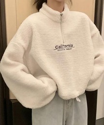 ハーフジップボアトップス