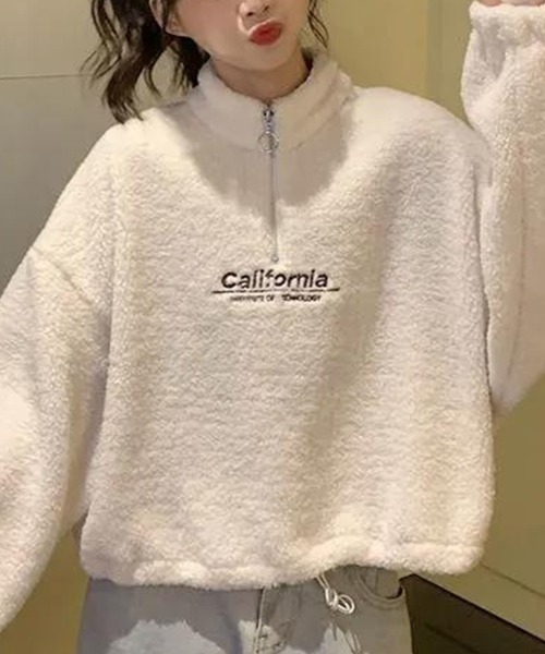 SallyLunn(サリーラン)の「ハーフジップボアトップス(ニット/セーター・レディース・ブラック/ベージュ/ホワイト・MEDIUM/LARGE)」の11枚目の写真