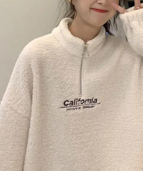 SallyLunn(サリーラン)の「ハーフジップボアトップス(ニット/セーター・レディース・ブラック/ベージュ/ホワイト・MEDIUM/LARGE)」の12枚目の写真