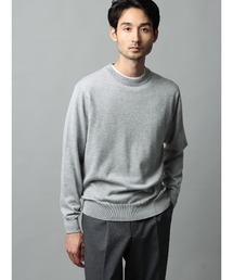 SUIT SQUARE | クルーネックニット 長袖 ウォッシャブル オーガニックコットンブレンド天竺 無地(ニット/セーター)