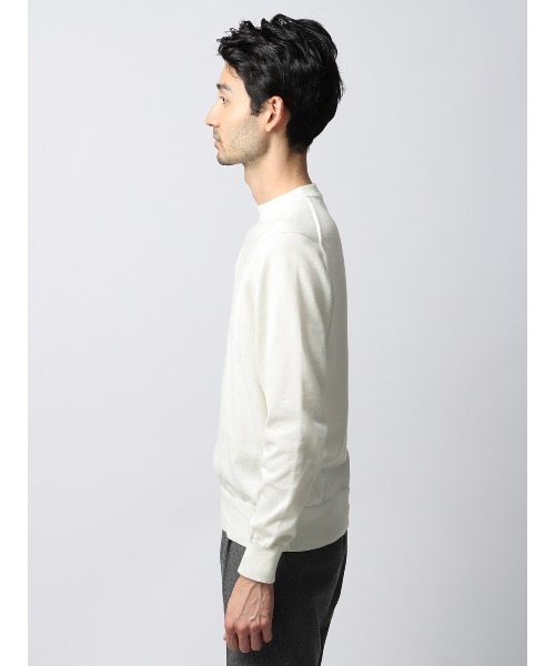 SUIT SQUARE（スーツスクエア）の「クルーネックニット 長袖 ウォッシャブル オーガニックコットンブレンド天竺 無地（ニット/セーター・メンズ・グレー系/ホワイト系/ブラック系/ネイビー系・S/M/L/LL）」の17枚目の写真