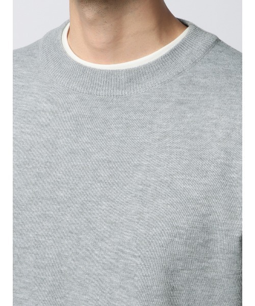 SUIT SQUARE（スーツスクエア）の「クルーネックニット 長袖 ウォッシャブル オーガニックコットンブレンド天竺 無地（ニット/セーター・メンズ・グレー系/ホワイト系/ブラック系/ネイビー系・S/M/L/LL）」の22枚目の写真