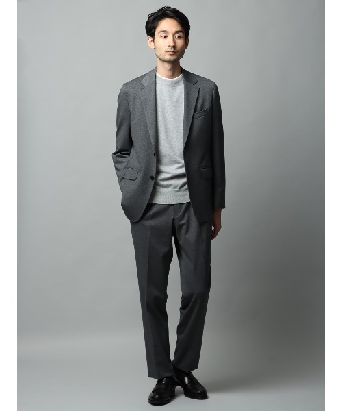 SUIT SQUARE（スーツスクエア）の「クルーネックニット 長袖 ウォッシャブル オーガニックコットンブレンド天竺 無地（ニット/セーター・メンズ・グレー系/ホワイト系/ブラック系/ネイビー系・S/M/L/LL）」の11枚目の写真