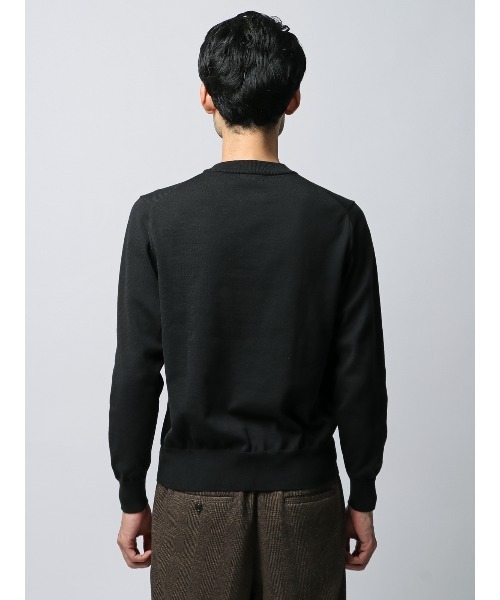 SUIT SQUARE（スーツスクエア）の「クルーネックニット 長袖 ウォッシャブル オーガニックコットンブレンド天竺 無地（ニット/セーター・メンズ・グレー系/ホワイト系/ブラック系/ネイビー系・S/M/L/LL）」の10枚目の写真