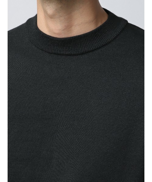 SUIT SQUARE（スーツスクエア）の「クルーネックニット 長袖 ウォッシャブル オーガニックコットンブレンド天竺 無地（ニット/セーター・メンズ・グレー系/ホワイト系/ブラック系/ネイビー系・S/M/L/LL）」の9枚目の写真
