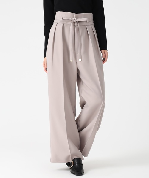 31 Sons de mode（トランテアン　ソン　ドゥ　モード）の「2025秋冬新作 リボンベルト付ウーリッシュワイドパンツ（その他パンツ・レディース・ブラウン/ベージュ/ブラック・M/S）」の3枚目の写真