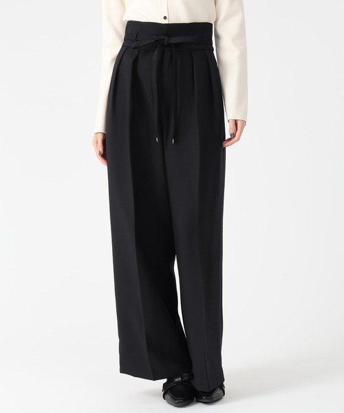 31 Sons de mode（トランテアン　ソン　ドゥ　モード）の「2025秋冬新作 リボンベルト付ウーリッシュワイドパンツ（その他パンツ・レディース・ブラウン/ベージュ/ブラック・M/S）」の2枚目の写真