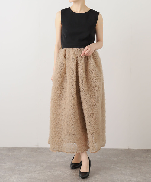 La TOTALITE（ラトータリテ）の「チュールセットアップドレス（ドレス・レディース・チャコールグレー/ベージュ・FREE）」の2枚目の写真