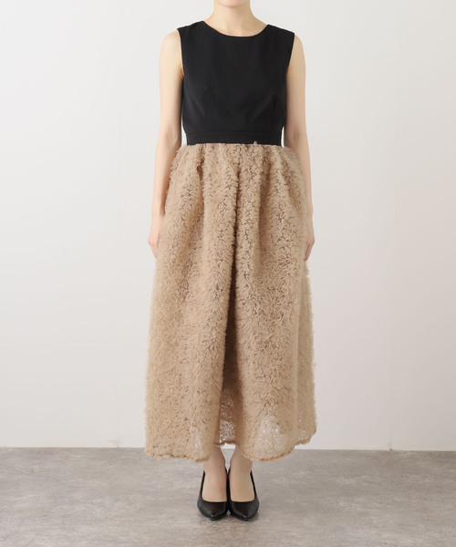 La TOTALITE（ラトータリテ）の「チュールセットアップドレス（ドレス・レディース・チャコールグレー/ベージュ・FREE）」の3枚目の写真