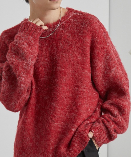 MONO-MART(モノマート)の「モヘアタッチ ミックスカラー クルーネック シャギーニット(ニット/セーター・メンズ・ブラック系/ブルー系/ブラウン系/レッド系/グレー系/ネイビー系・S/M/L)」の6枚目の写真