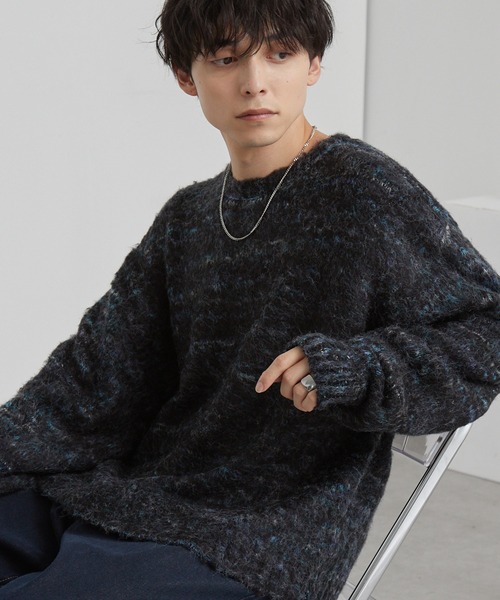 MONO-MART(モノマート)の「モヘアタッチ ミックスカラー クルーネック シャギーニット(ニット/セーター・メンズ・ブラック系/ブルー系/ブラウン系/レッド系/グレー系/ネイビー系・S/M/L)」の7枚目の写真