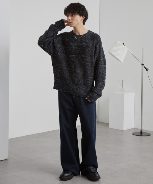 MONO-MART(モノマート)の「モヘアタッチ ミックスカラー クルーネック シャギーニット(ニット/セーター・メンズ・ブラック系/ブルー系/ブラウン系/レッド系/グレー系/ネイビー系・S/M/L)」の9枚目の写真