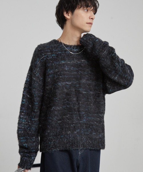 MONO-MART(モノマート)の「モヘアタッチ ミックスカラー クルーネック シャギーニット(ニット/セーター・メンズ・ブラック系/ブルー系/ブラウン系/レッド系/グレー系/ネイビー系・S/M/L)」の10枚目の写真