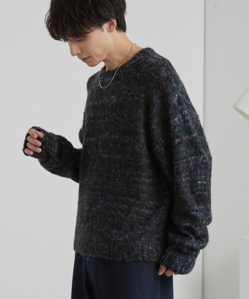 MONO-MART(モノマート)の「モヘアタッチ ミックスカラー クルーネック シャギーニット(ニット/セーター・メンズ・ブラック系/ブルー系/ブラウン系/レッド系/グレー系/ネイビー系・S/M/L)」の11枚目の写真