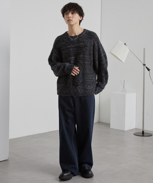 MONO-MART(モノマート)の「モヘアタッチ ミックスカラー クルーネック シャギーニット(ニット/セーター・メンズ・ブラック系/ブルー系/ブラウン系/レッド系/グレー系/ネイビー系・S/M/L)」の13枚目の写真