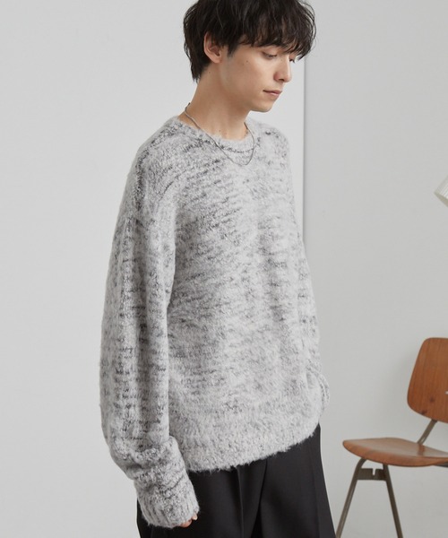 MONO-MART(モノマート)の「モヘアタッチ ミックスカラー クルーネック シャギーニット(ニット/セーター・メンズ・ブラック系/ブルー系/ブラウン系/レッド系/グレー系/ネイビー系・S/M/L)」の20枚目の写真