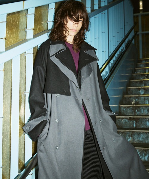 UNISEX》Layering Double Breasted Prime-Over Coat/レイヤ