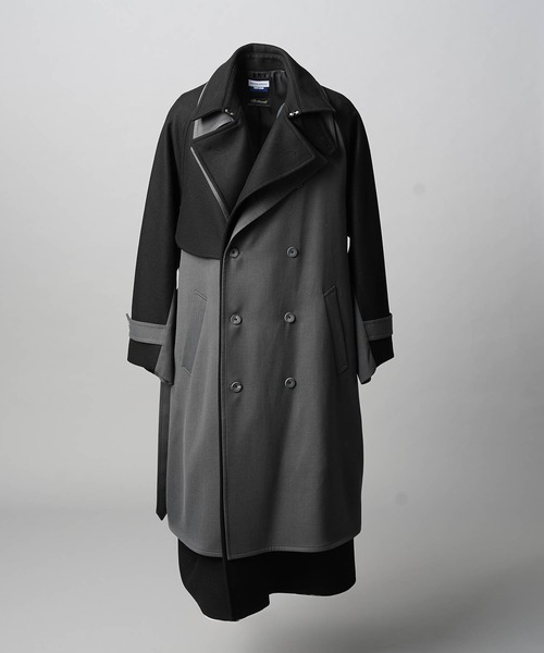 UNISEX》Layering Double Breasted Prime-Over Coat/レイヤリング