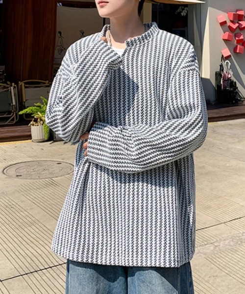 CELENA BEATS(セレナビーツ)の「リラックス Vスリット ワッフル プルオーバー(Tシャツ/カットソー・メンズ・ホワイト/ブラック/グレー系その他・M/L)」の1枚目の写真