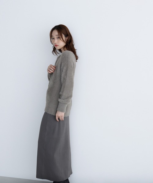 NATURAL BEAUTY BASIC（ナチュラルビューティーベーシック）の「◇フェザーニットセットアップ（ワンピース・レディース・ブラウン/グレー/グレイッシュベージュ・MEDIUM/P/S）」の5枚目の写真