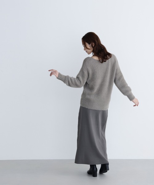 NATURAL BEAUTY BASIC（ナチュラルビューティーベーシック）の「◇フェザーニットセットアップ（ワンピース・レディース・ブラウン/グレー/グレイッシュベージュ・MEDIUM/P/S）」の6枚目の写真