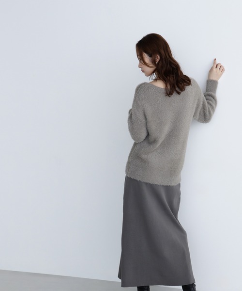 NATURAL BEAUTY BASIC（ナチュラルビューティーベーシック）の「◇フェザーニットセットアップ（ワンピース・レディース・ブラウン/グレー/グレイッシュベージュ・MEDIUM/P/S）」の9枚目の写真