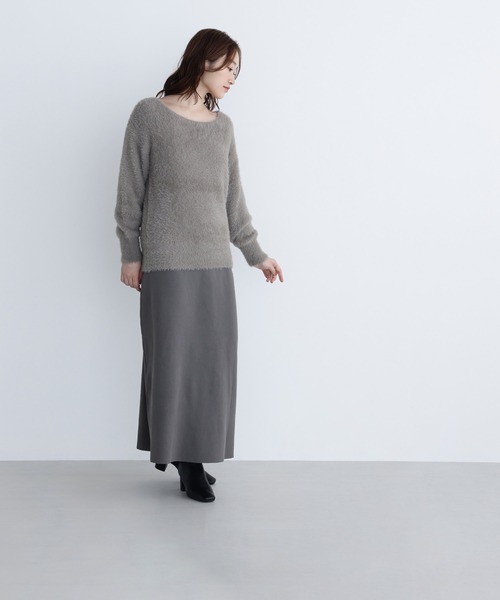 NATURAL BEAUTY BASIC（ナチュラルビューティーベーシック）の「◇フェザーニットセットアップ（ワンピース・レディース・ブラウン/グレー/グレイッシュベージュ・MEDIUM/P/S）」の10枚目の写真