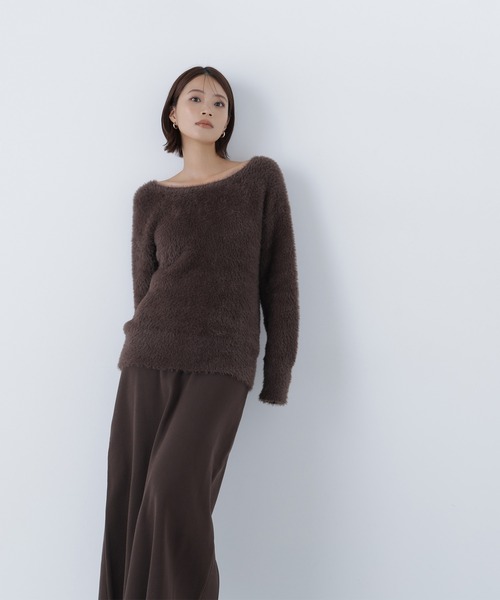 NATURAL BEAUTY BASIC（ナチュラルビューティーベーシック）の「◇フェザーニットセットアップ（ワンピース・レディース・ブラウン/グレー/グレイッシュベージュ・MEDIUM/P/S）」の13枚目の写真