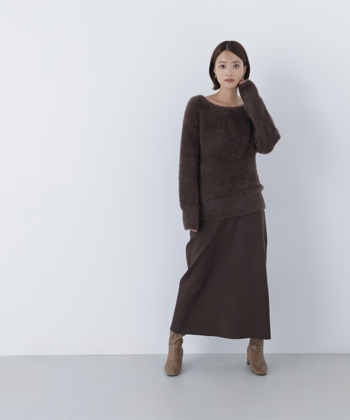 NATURAL BEAUTY BASIC（ナチュラルビューティーベーシック）の「◇フェザーニットセットアップ（ワンピース・レディース・ブラウン/グレー/グレイッシュベージュ・MEDIUM/P/S）」の14枚目の写真