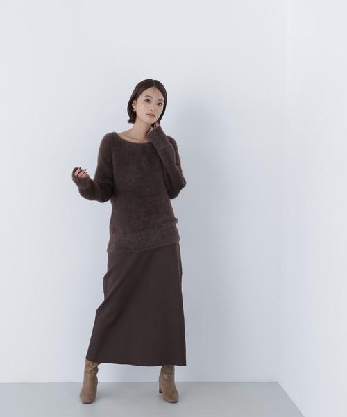 NATURAL BEAUTY BASIC（ナチュラルビューティーベーシック）の「◇フェザーニットセットアップ（ワンピース・レディース・ブラウン/グレー/グレイッシュベージュ・MEDIUM/P/S）」の16枚目の写真