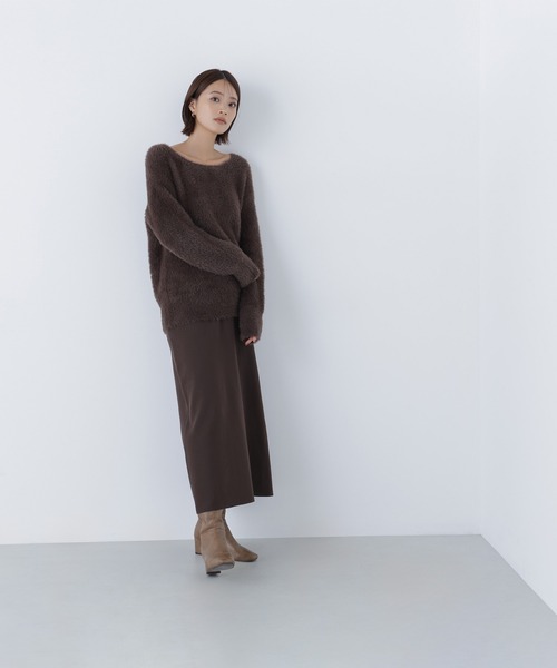 NATURAL BEAUTY BASIC（ナチュラルビューティーベーシック）の「◇フェザーニットセットアップ（ワンピース・レディース・ブラウン/グレー/グレイッシュベージュ・MEDIUM/P/S）」の18枚目の写真