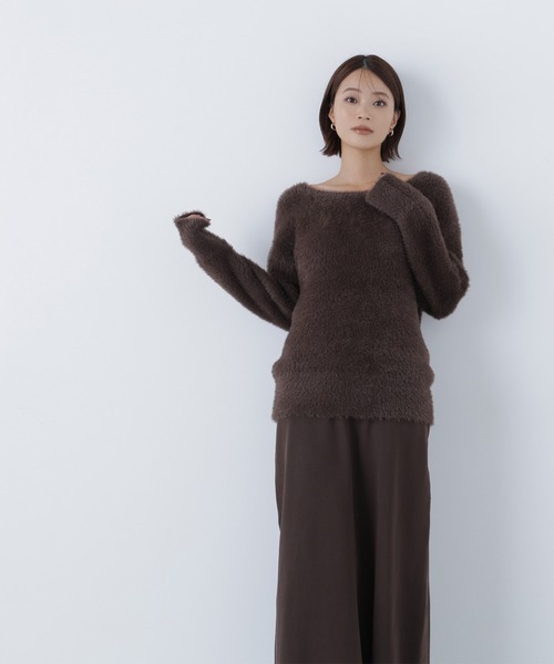 NATURAL BEAUTY BASIC（ナチュラルビューティーベーシック）の「◇フェザーニットセットアップ（ワンピース・レディース・ブラウン/グレー/グレイッシュベージュ・MEDIUM/P/S）」の19枚目の写真