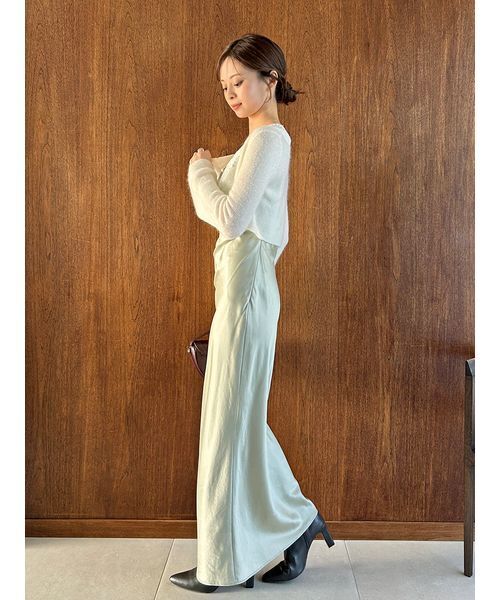 SNIDEL（スナイデル）の「キャミワンピースモヘアカーディガンセット（ワンピース・レディース・ホワイト/ピンク/モカ・0/1）」の8枚目の写真