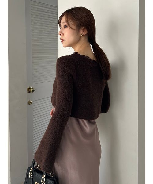 SNIDEL（スナイデル）の「キャミワンピースモヘアカーディガンセット（ワンピース・レディース・ホワイト/ピンク/モカ・0/1）」の14枚目の写真