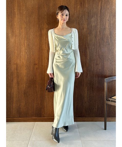 SNIDEL（スナイデル）の「キャミワンピースモヘアカーディガンセット（ワンピース・レディース・ホワイト/ピンク/モカ・0/1）」の2枚目の写真