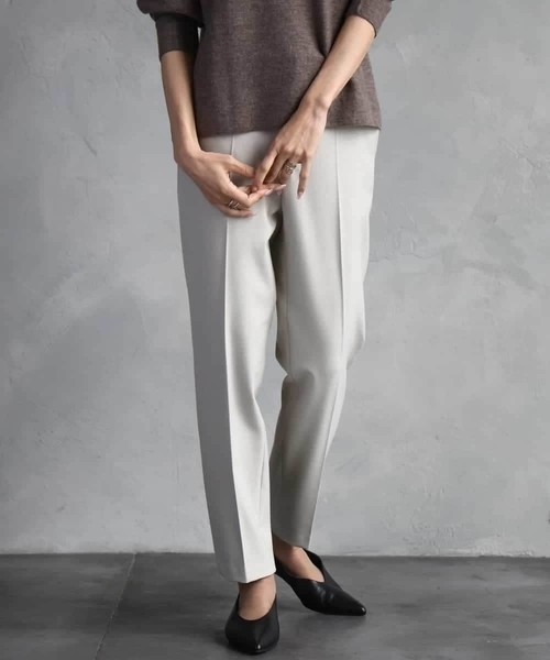 セール】［定番素材］裏起毛ストレッチテーパードパンツ(機能素材