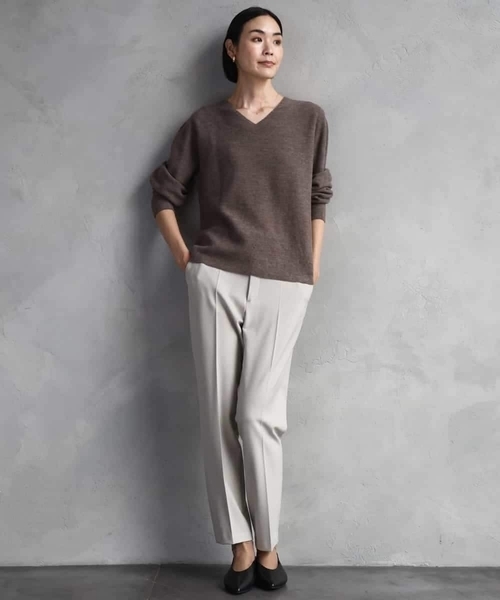 MICHEL KLEIN（ミッシェル・クラン）の「［定番素材］裏起毛ストレッチテーパードパンツ(機能素材)（その他パンツ・レディース・ブラック/ライトグレー/ベージュ/グレー・38/36）」の7枚目の写真