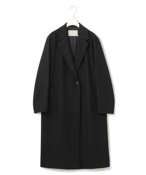 【新品.未使用】☆ICB カシミヤウールコート サイズ4(9号)55,000円 ウールカシミヤメルトン チェスターコート（チェスターコート）｜ICB