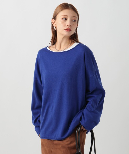 BAYFLOW（ベイフロー）の「[薄地で初秋から活躍する]16Gワイドニットプルオーバー（ニット/セーター・レディース・レッド/グレー/ブルー/ブラック・FREE）」の3枚目の写真