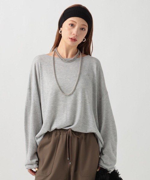 BAYFLOW（ベイフロー）の「[薄地で初秋から活躍する]16Gワイドニットプルオーバー（ニット/セーター・レディース・レッド/グレー/ブルー/ブラック・FREE）」の11枚目の写真